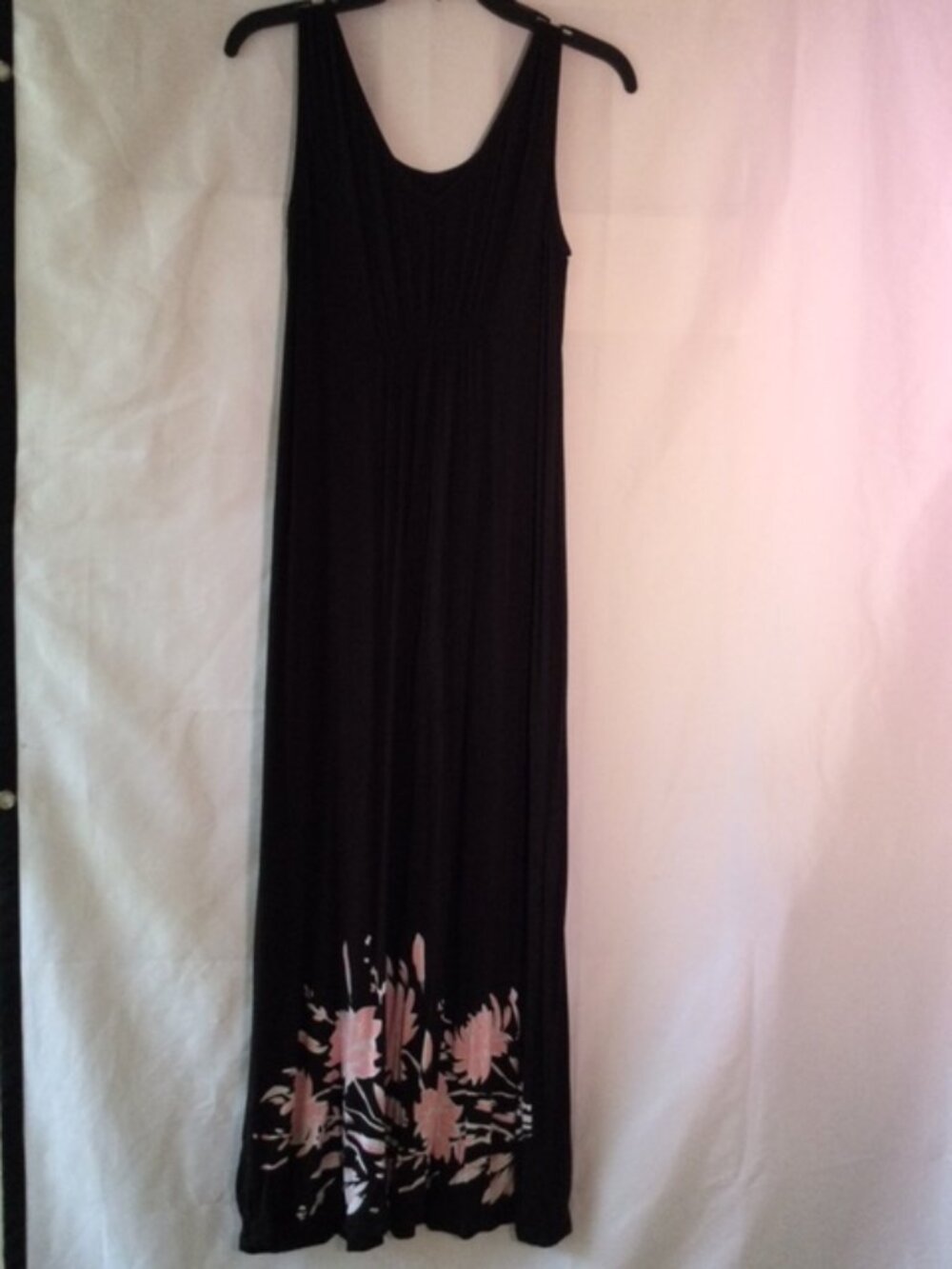 Alfani Intimates Rayon Blend Maxi Lounge Dress Small Black Floral Border